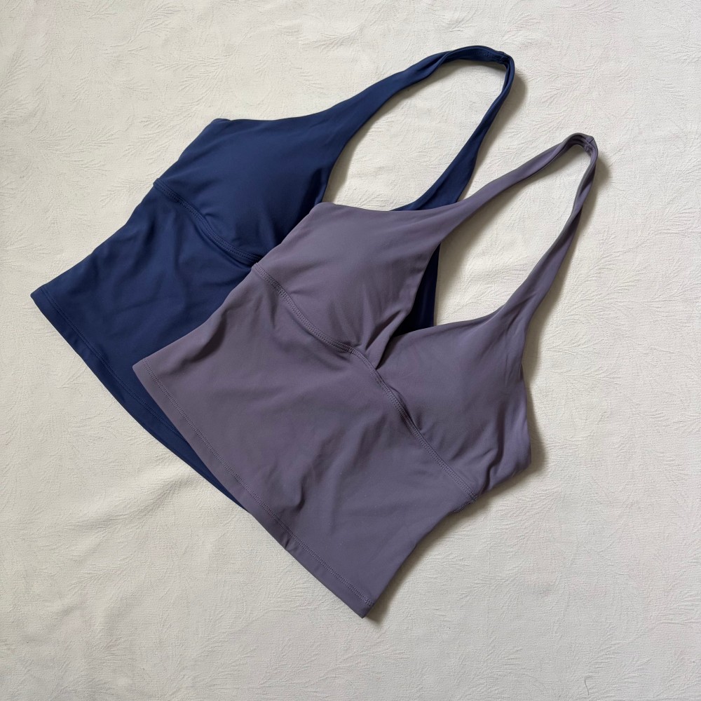 Logo V-neck Hanging Neck Vest  - Yoga Fitness Mat ulasan dan harga