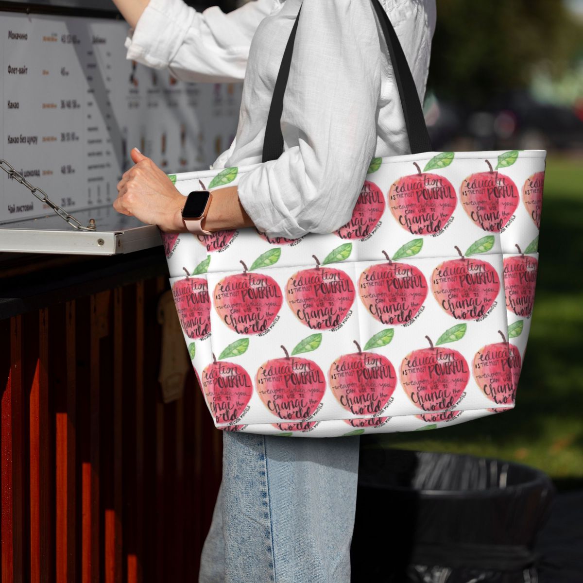 Teacher Quote Beach Tote Bag S - Yoga Fitness Quotes ulasan dan harga