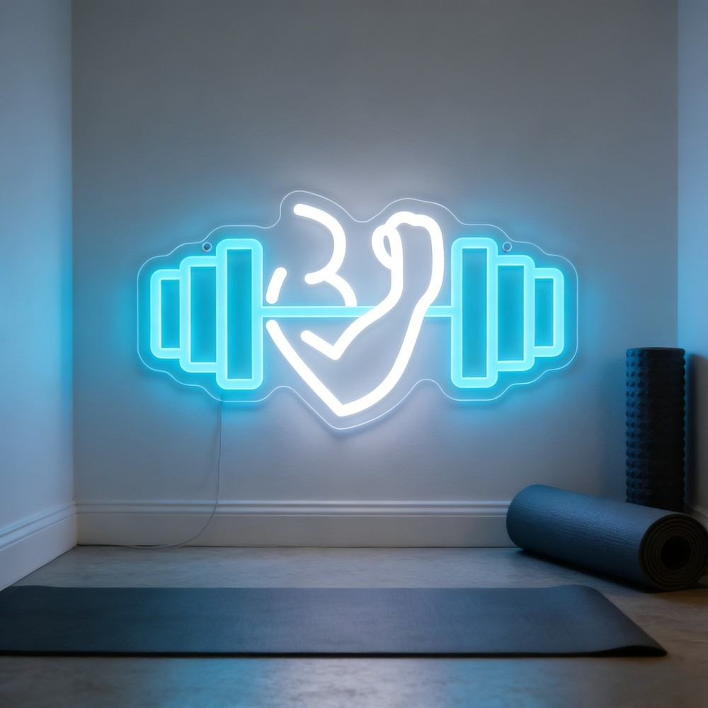 Bicep Dumbbell Neon Sign LED W - Yoga Fitness Quotes ulasan dan harga