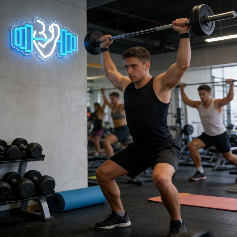 Bicep Dumbbell Neon Sign LED W - Yoga Fitness Quotes ulasan dan harga