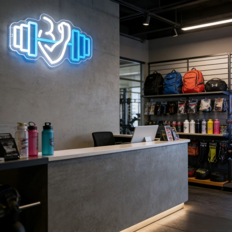 Bicep Dumbbell Neon Sign LED W - Yoga Fitness Quotes ulasan dan harga